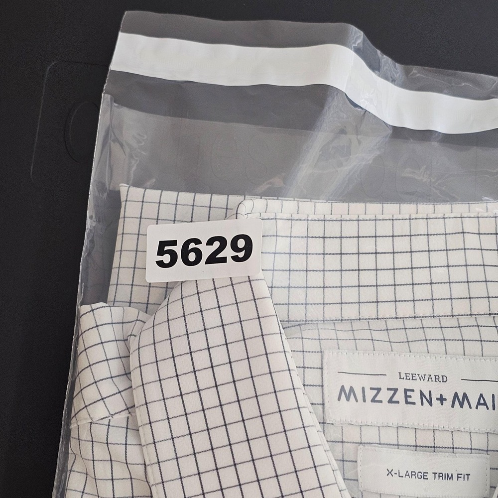Mizzen+Main Leeward Shirt Mens XL White Check Trim Fit Non Iron Stretch - Picture 9 of 9